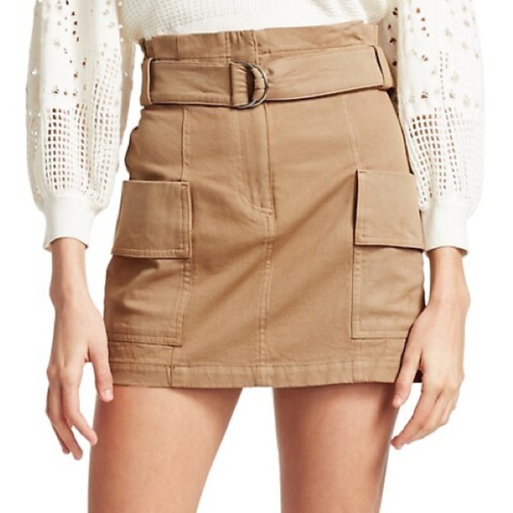 A.L.C. Tan Belted Cargo Mini Skirt